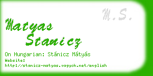 matyas stanicz business card